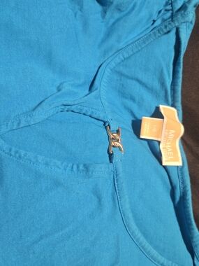 Michael Kors Women's Teal Blue Casual Tank Top with Logo Charm